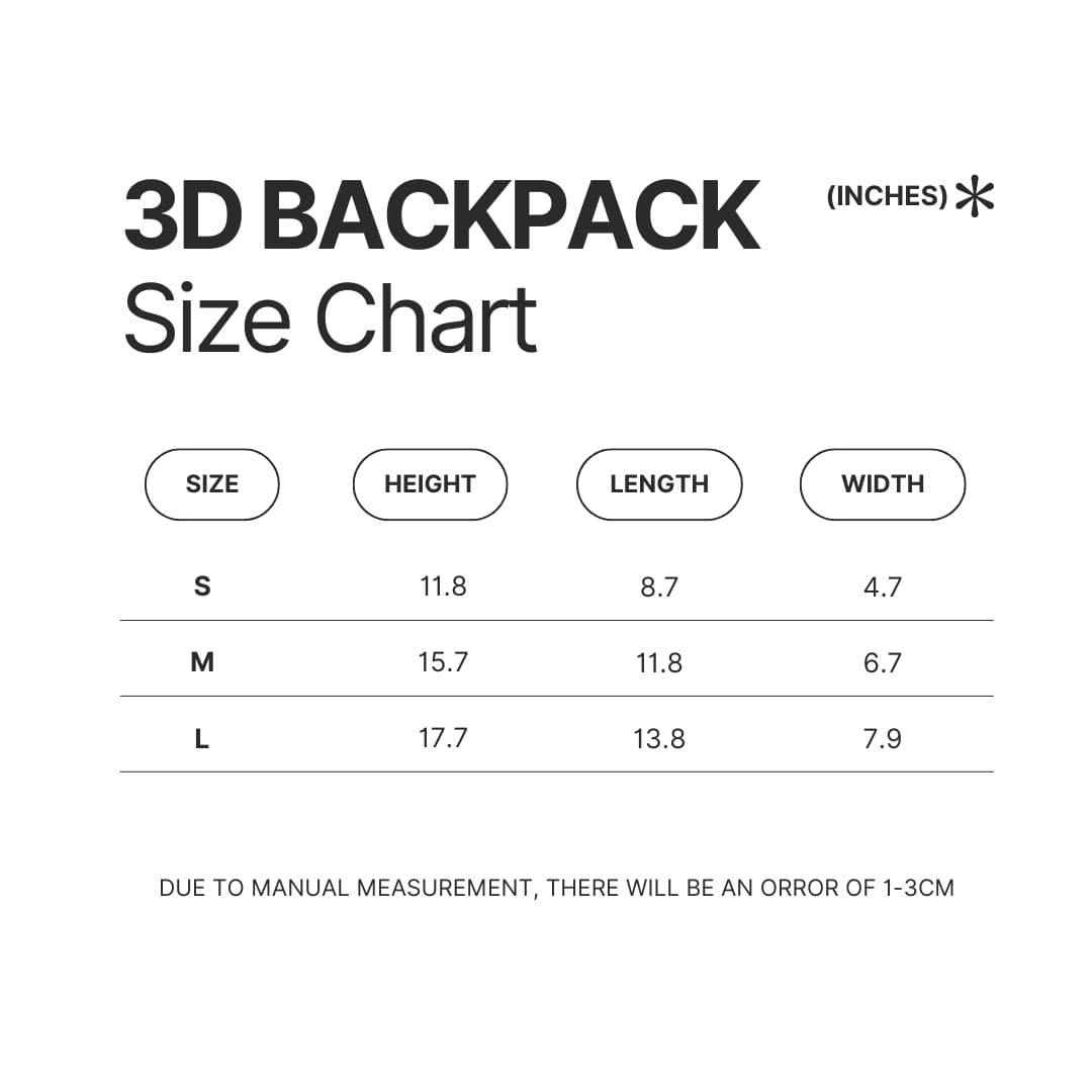 3D Backpack Size Chart - Mega Man Store