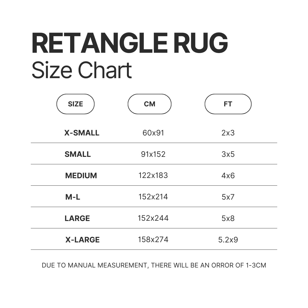 Retangle Rug Size Chart - Mega Man Store
