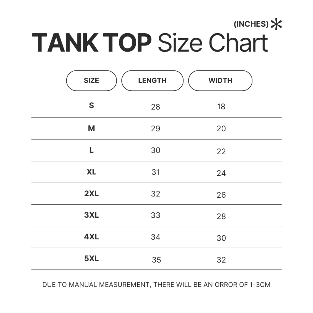 Tank Top Size Chart - Mega Man Store
