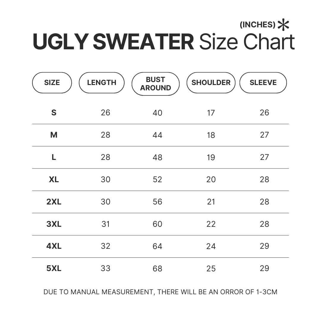 Ugly Sweater Size Chart - Mega Man Store