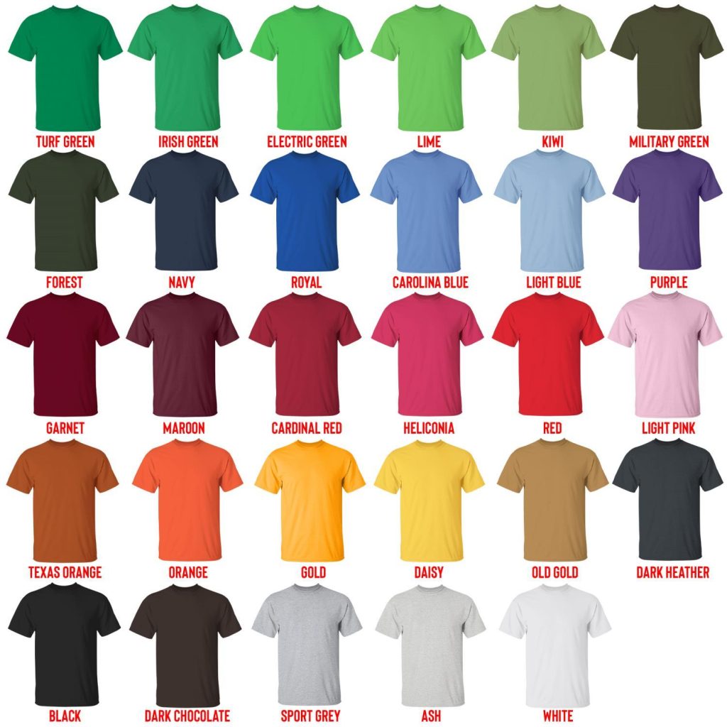 t shirt color chart - Mega Man Store